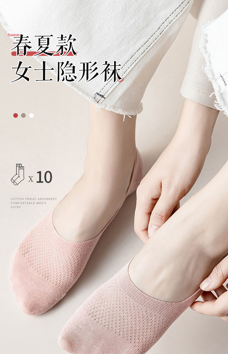 Women’s No Show Socks, Non-Slip Silicone Grip Breathable Mesh Boat Socks for Summer