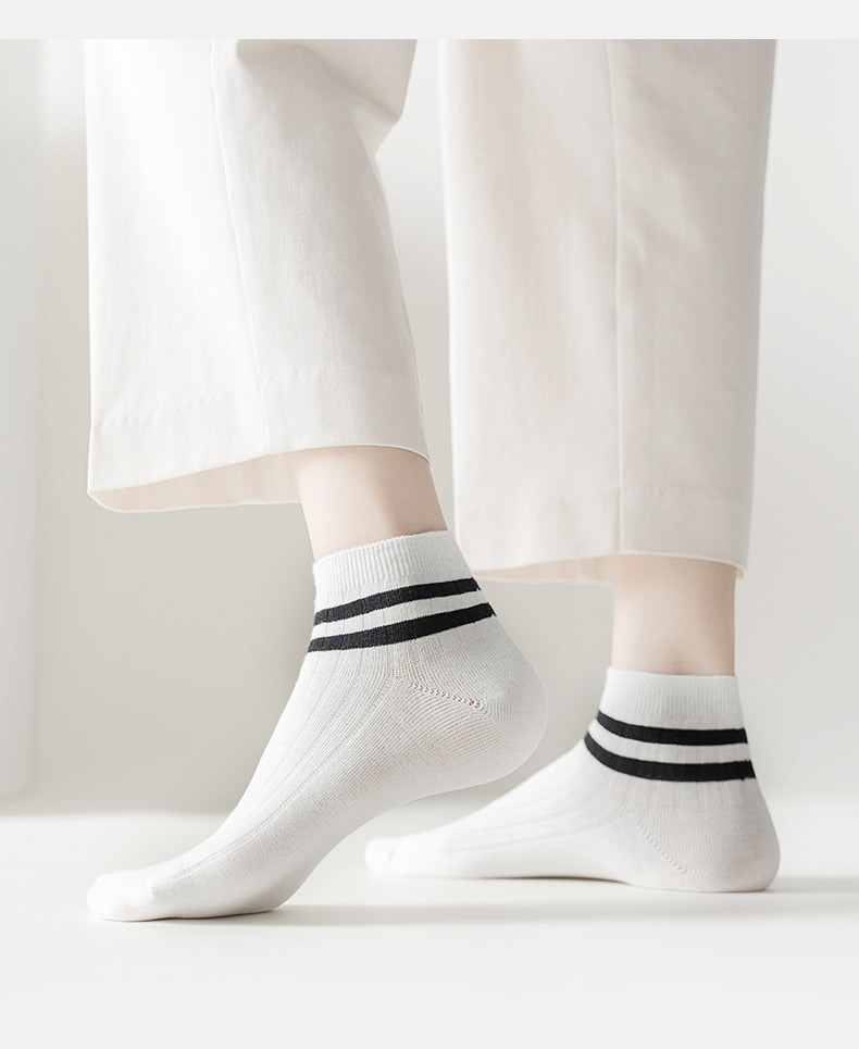 Women's Cotton Ankle Socks, Thin Solid Color Combed Cotton Socks for Summer, Sweat-Absorbing