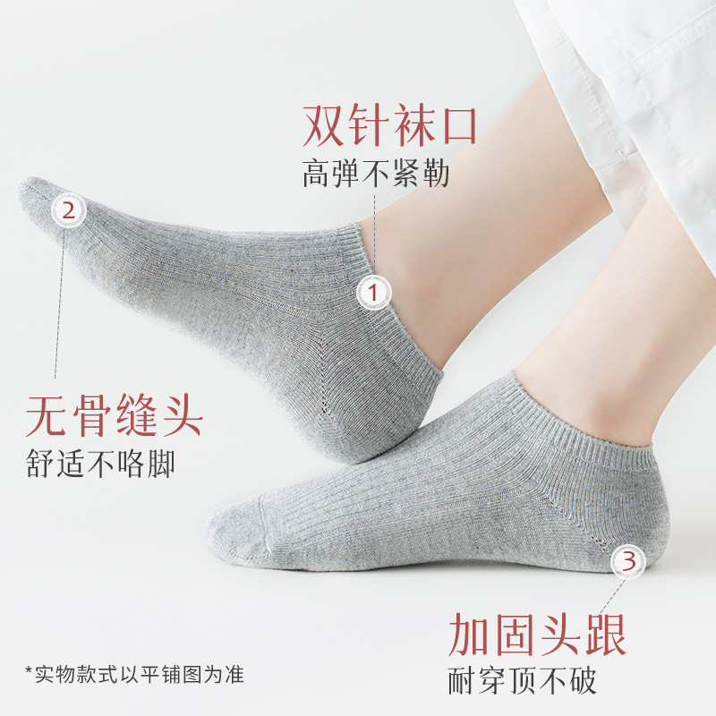 Women Cotton No-Show Boat Socks, Thin Breathable Solid Color Low Cut Socks for Spring Summer Autumn