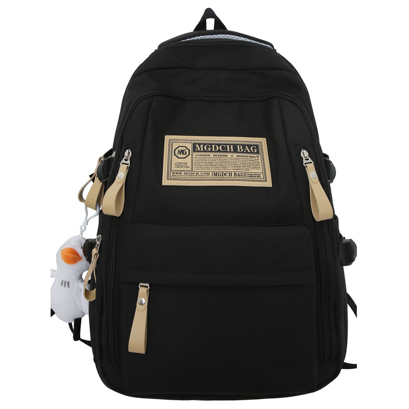 Nylon School Backpack for Students, 25L Large Capacity 15.6 Inch Laptop Backpack, Solid Color Casual Daypack