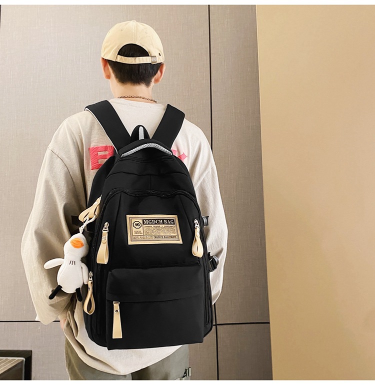 Nylon School Backpack for Students, 25L Large Capacity 15.6 Inch Laptop Backpack, Solid Color Casual Daypack