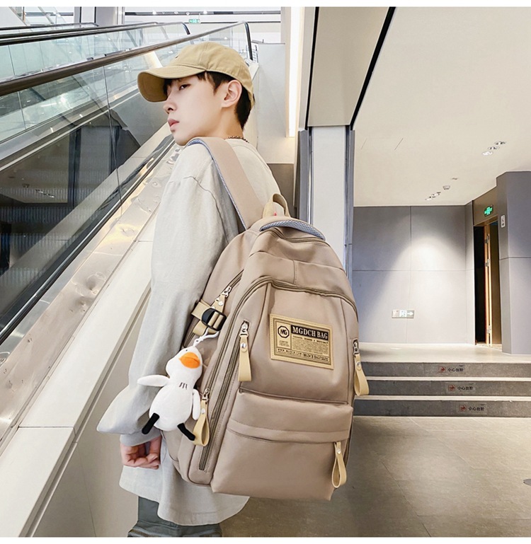 Nylon School Backpack for Students, 25L Large Capacity 15.6 Inch Laptop Backpack, Solid Color Casual Daypack