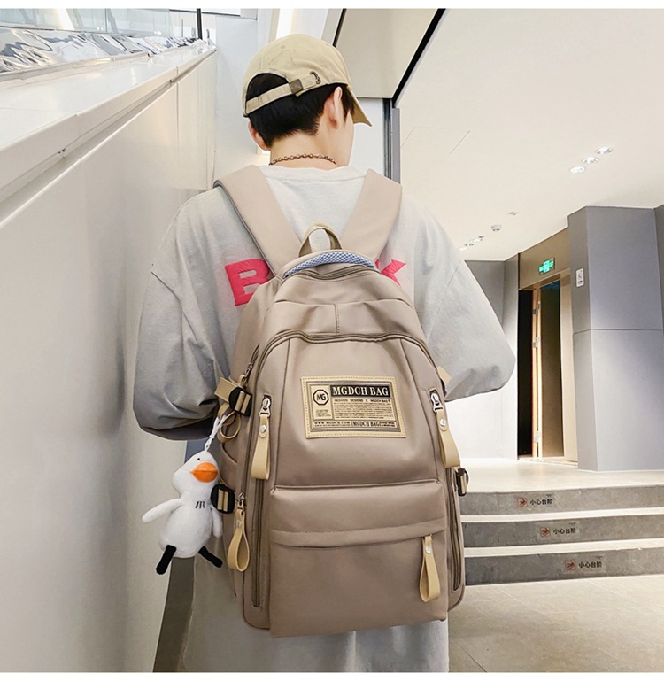 Nylon School Backpack for Students, 25L Large Capacity 15.6 Inch Laptop Backpack, Solid Color Casual Daypack