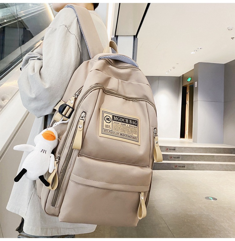 Nylon School Backpack for Students, 25L Large Capacity 15.6 Inch Laptop Backpack, Solid Color Casual Daypack