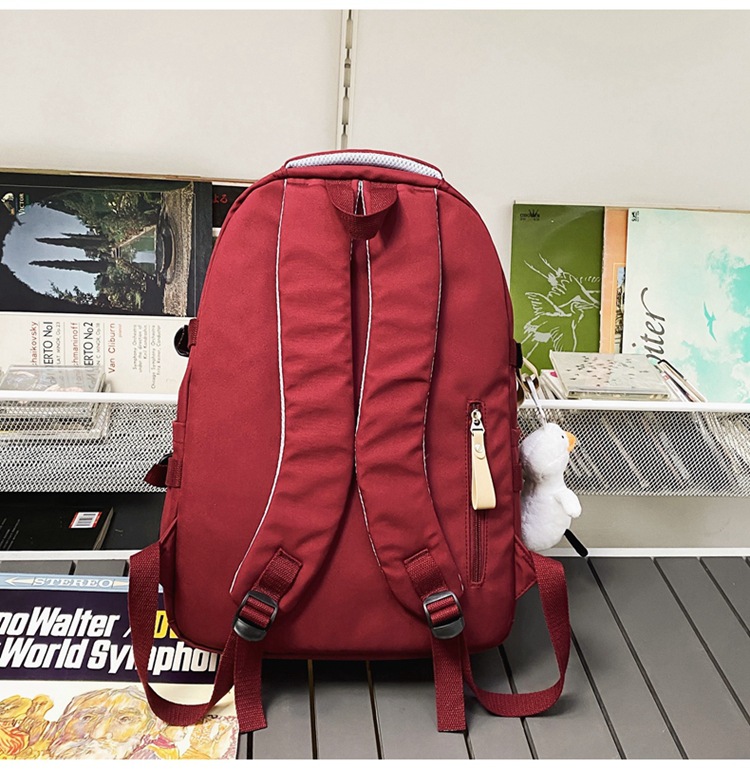 Nylon School Backpack for Students, 25L Large Capacity 15.6 Inch Laptop Backpack, Solid Color Casual Daypack