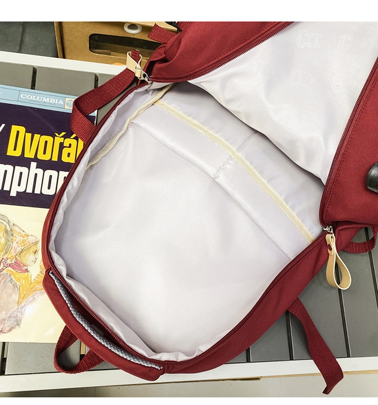 Nylon School Backpack for Students, 25L Large Capacity 15.6 Inch Laptop Backpack, Solid Color Casual Daypack