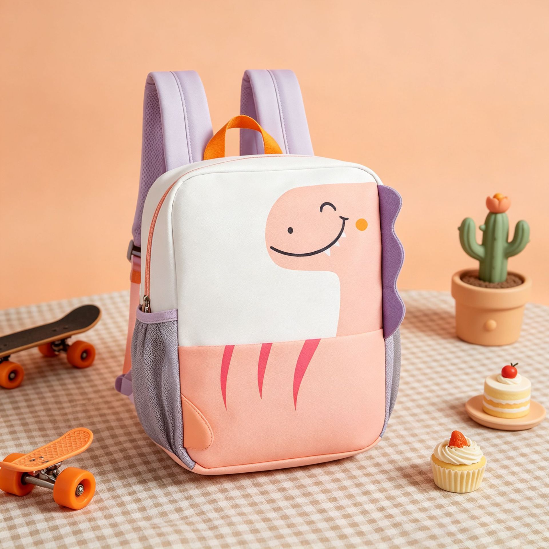 Kids Dinosaur Backpack for Kindergarten, Oxford Cloth Cartoon School Bag with Wear-Resistant Curved Shoulder Straps