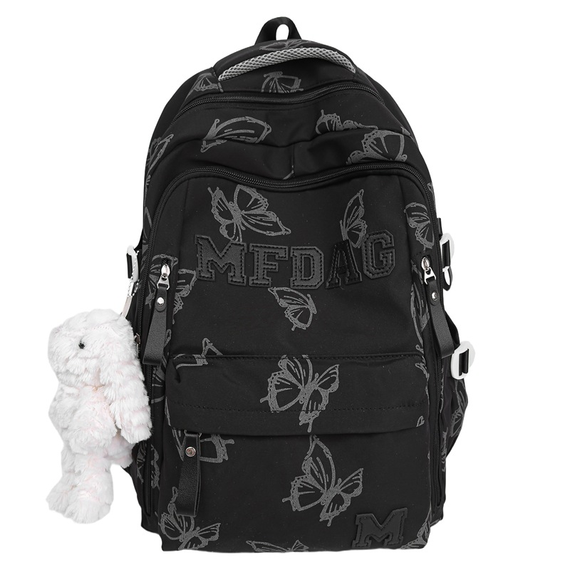 Nylon Backpack for Women, Large Capacity School Bag Fits 14 Inch Laptop, Solid Color Casual Daypack