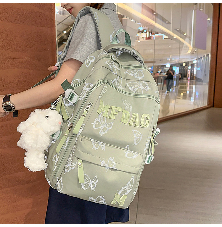 Nylon Backpack for Women, Large Capacity School Bag Fits 14 Inch Laptop, Solid Color Casual Daypack