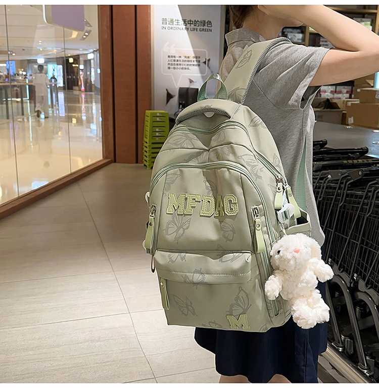 Nylon Backpack for Women, Large Capacity School Bag Fits 14 Inch Laptop, Solid Color Casual Daypack