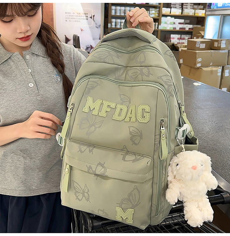 Nylon Backpack for Women, Large Capacity School Bag Fits 14 Inch Laptop, Solid Color Casual Daypack