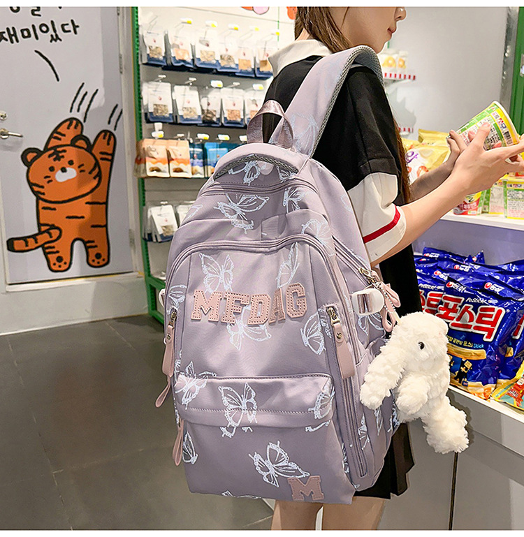 Nylon Backpack for Women, Large Capacity School Bag Fits 14 Inch Laptop, Solid Color Casual Daypack