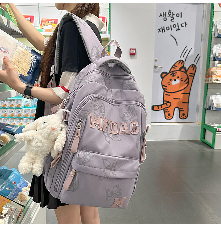 Nylon Backpack for Women, Large Capacity School Bag Fits 14 Inch Laptop, Solid Color Casual Daypack
