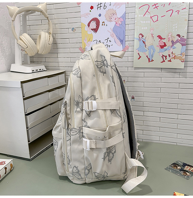 Nylon Backpack for Women, Large Capacity School Bag Fits 14 Inch Laptop, Solid Color Casual Daypack