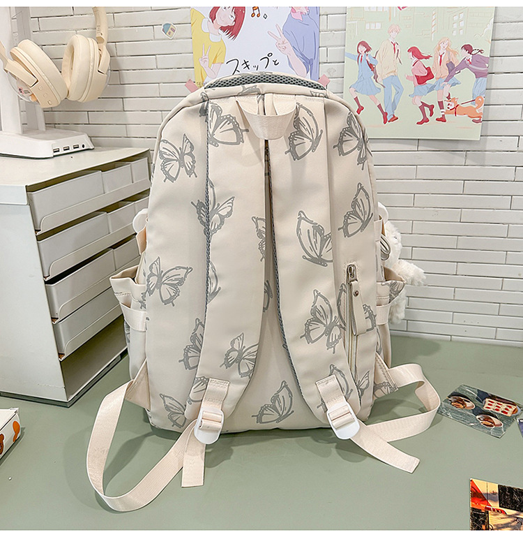 Nylon Backpack for Women, Large Capacity School Bag Fits 14 Inch Laptop, Solid Color Casual Daypack