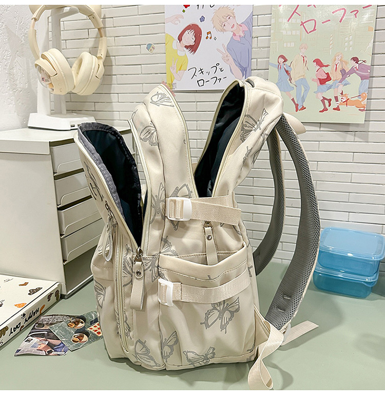 Nylon Backpack for Women, Large Capacity School Bag Fits 14 Inch Laptop, Solid Color Casual Daypack