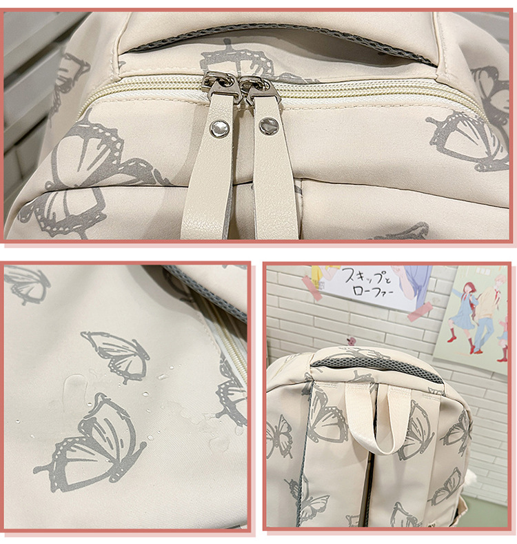 Nylon Backpack for Women, Large Capacity School Bag Fits 14 Inch Laptop, Solid Color Casual Daypack