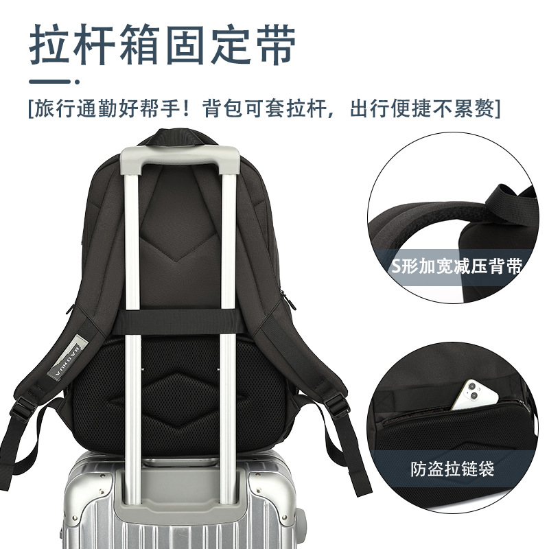 Men's Black Oxford Cloth Backpack, 16-Inch Laptop Business Commuter Bag, Water-Resistant Large Capacity Daypack