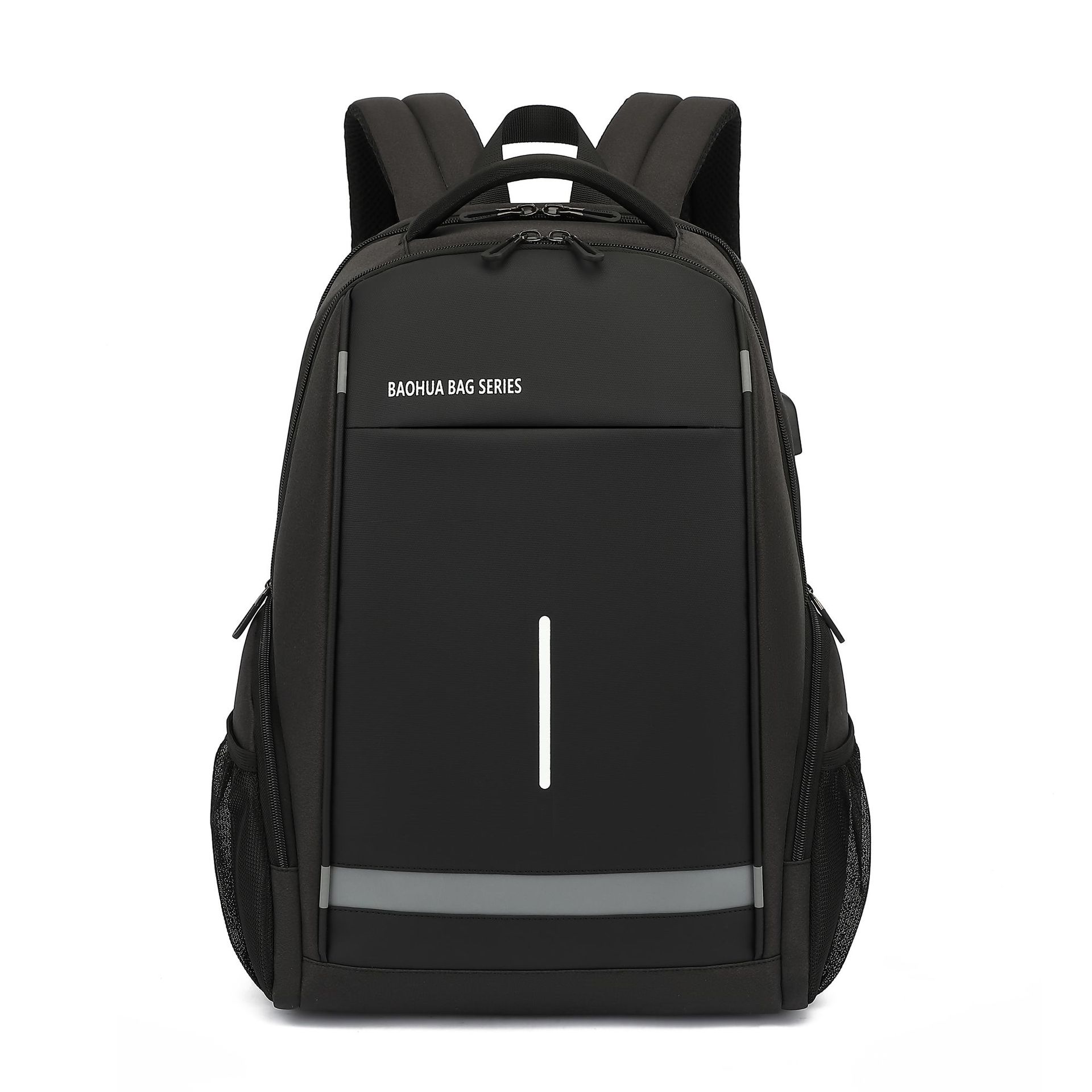 Men's Black Oxford Cloth Backpack, 16-Inch Laptop Business Commuter Bag, Water-Resistant Large Capacity Daypack