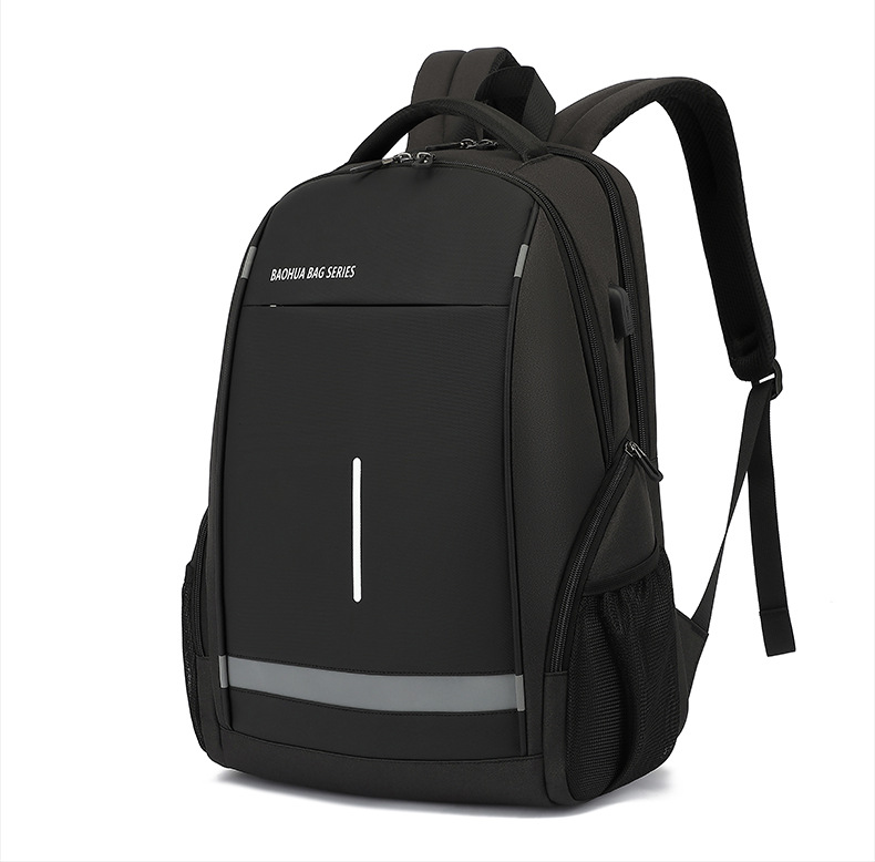 Men's Black Oxford Cloth Backpack, 16-Inch Laptop Business Commuter Bag, Water-Resistant Large Capacity Daypack