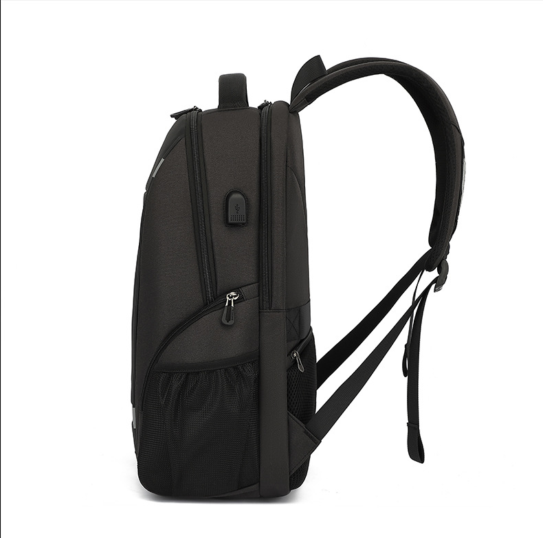 Men's Black Oxford Cloth Backpack, 16-Inch Laptop Business Commuter Bag, Water-Resistant Large Capacity Daypack