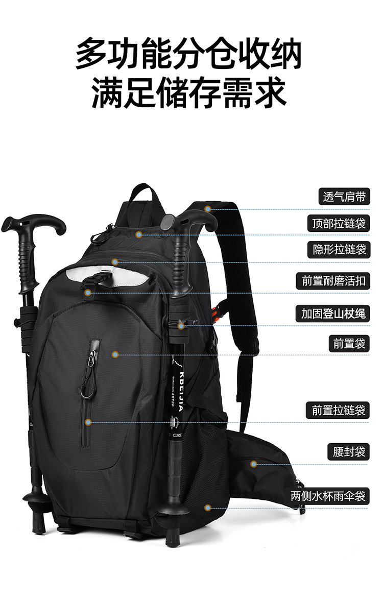 Feisha Oxford Cloth Hiking Backpack for Men and Women, Breathable Multi-Function Outdoor Travel Daypack Under 20L
