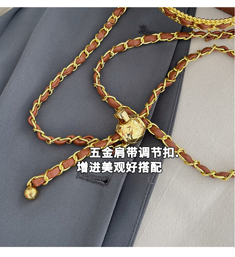 Women Small Box Crossbody Bag, PU Leather Quilted Chain Shoulder Bag with Embroidery, Mini Square Handbag for Daily Wear