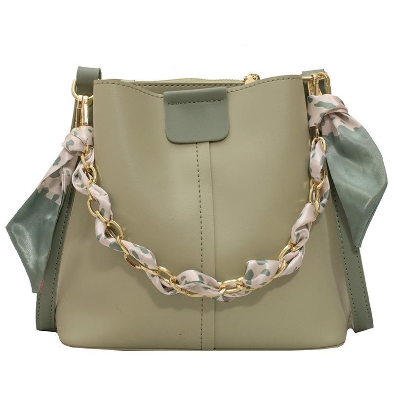 FARAMON Small PU Bucket Bag for Women, Chain Crossbody Handbag with Magnetic Closure