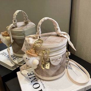 FARAMON Small PU Bucket Bag for Women, Chain Crossbody Handbag with Magnetic Closure