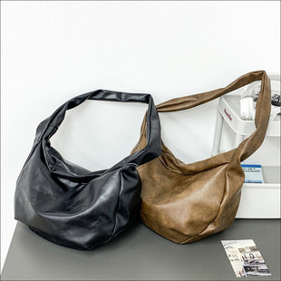 FARAMON Small PU Bucket Bag for Women, Chain Crossbody Handbag with Magnetic Closure