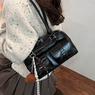 FARAMON Small PU Bucket Bag for Women, Chain Crossbody Handbag with Magnetic Closure