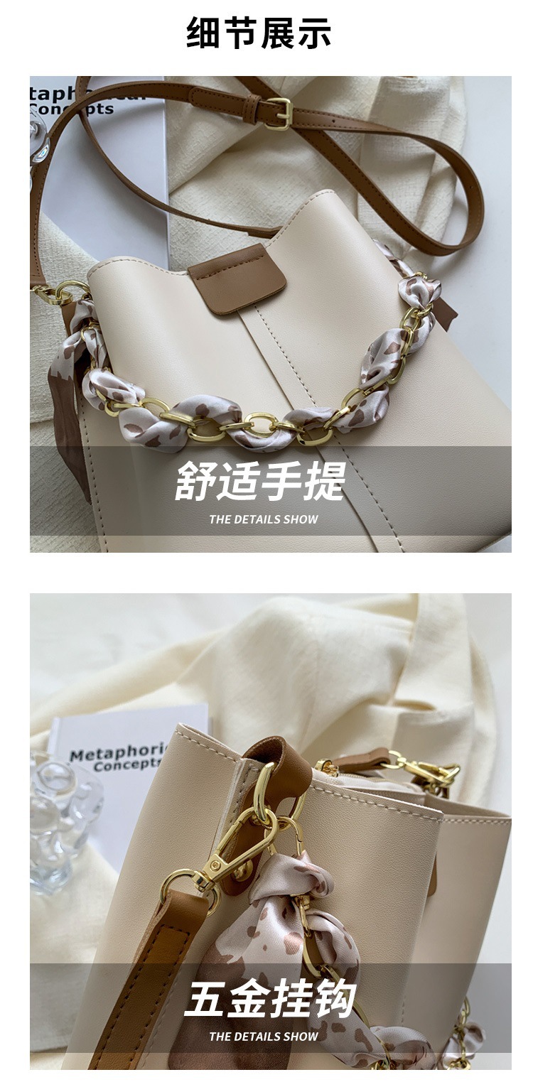 FARAMON Small PU Bucket Bag for Women, Chain Crossbody Handbag with Magnetic Closure