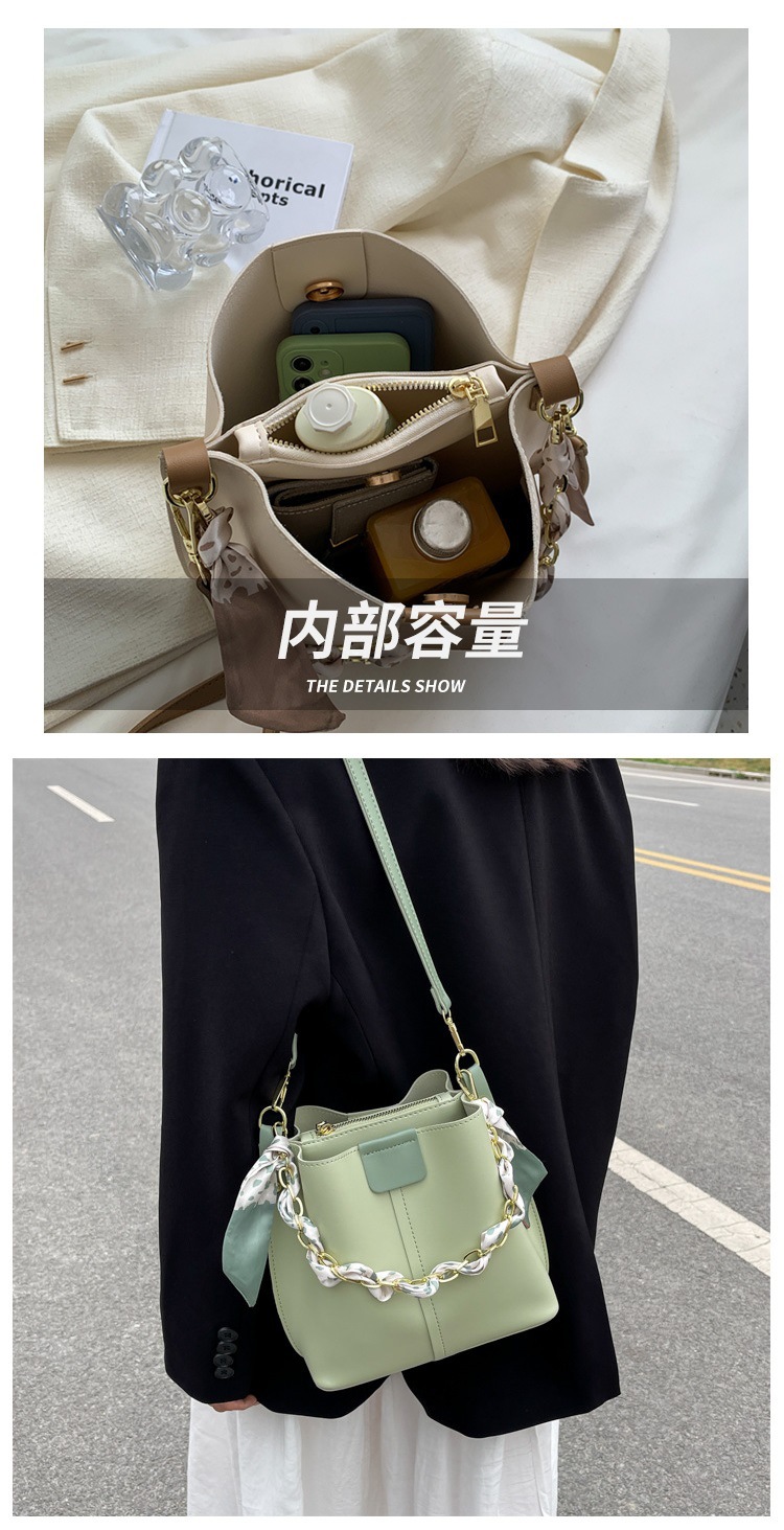 FARAMON Small PU Bucket Bag for Women, Chain Crossbody Handbag with Magnetic Closure