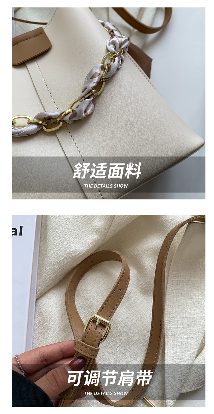 FARAMON Small PU Bucket Bag for Women, Chain Crossbody Handbag with Magnetic Closure