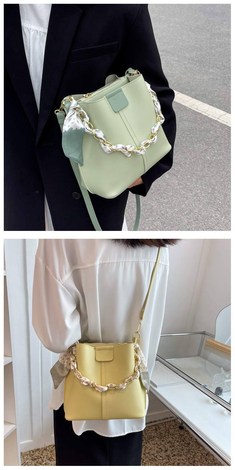 FARAMON Small PU Bucket Bag for Women, Chain Crossbody Handbag with Magnetic Closure