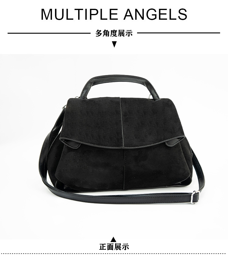 Women Suede Shoulder Crossbody Bag, Minimalist Flap Zip Large Box Handbag for Daily Wear