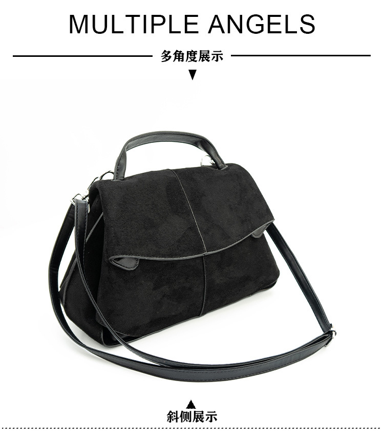 Women Suede Shoulder Crossbody Bag, Minimalist Flap Zip Large Box Handbag for Daily Wear