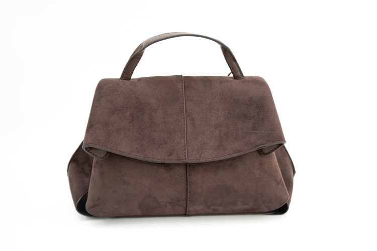 Women Suede Shoulder Crossbody Bag, Minimalist Flap Zip Large Box Handbag for Daily Wear