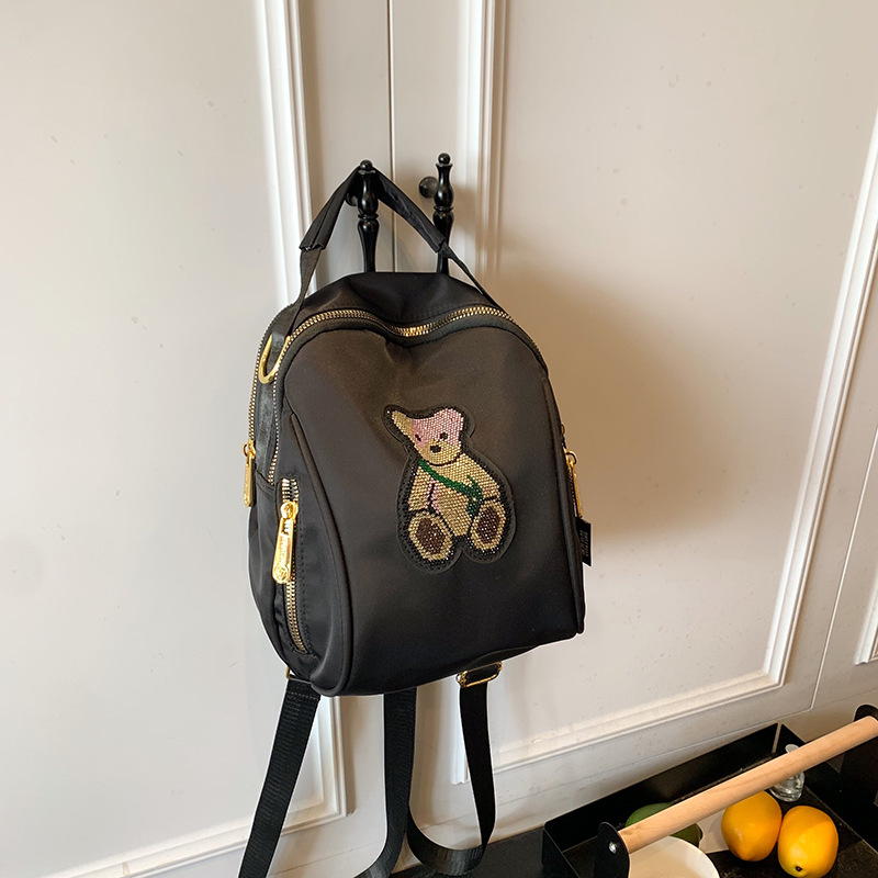 Minimalist Cartoon Women's Backpack, Large Capacity Lightweight Commuter Bag for Daily Use, Black