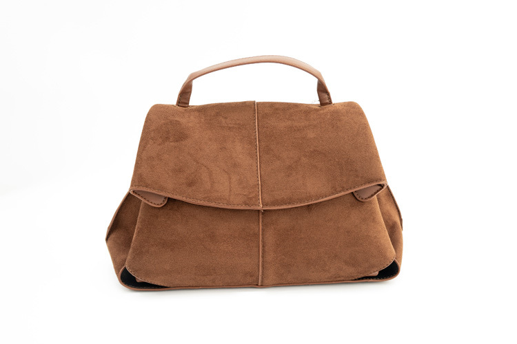 Women Suede Shoulder Crossbody Bag, Minimalist Flap Zip Large Box Handbag for Daily Wear