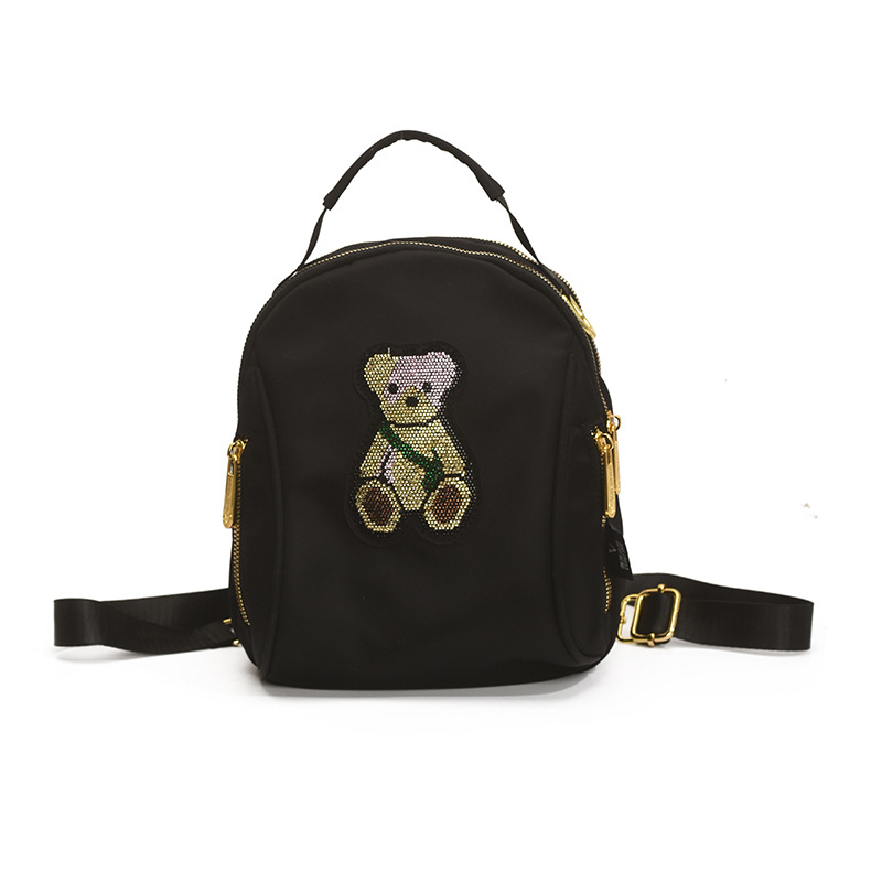 Minimalist Cartoon Women's Backpack, Large Capacity Lightweight Commuter Bag for Daily Use, Black