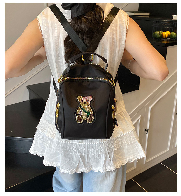 Minimalist Cartoon Women's Backpack, Large Capacity Lightweight Commuter Bag for Daily Use, Black
