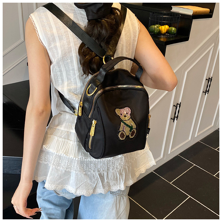 Minimalist Cartoon Women's Backpack, Large Capacity Lightweight Commuter Bag for Daily Use, Black