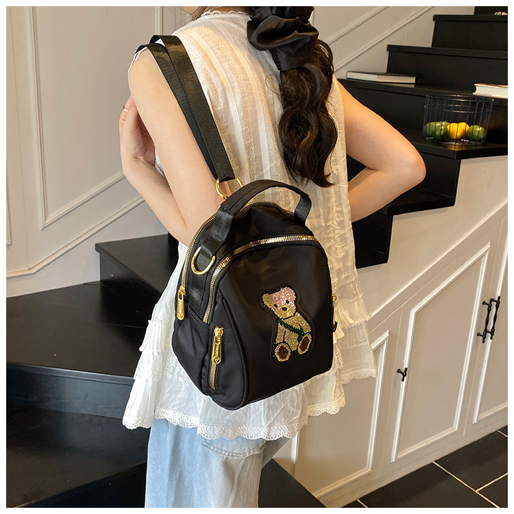 Minimalist Cartoon Women's Backpack, Large Capacity Lightweight Commuter Bag for Daily Use, Black