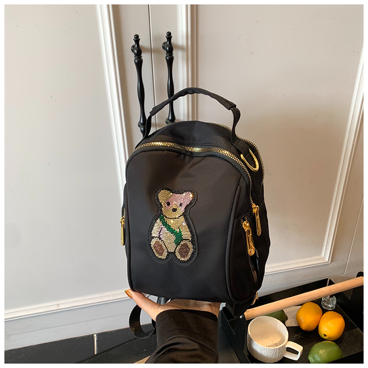 Minimalist Cartoon Women's Backpack, Large Capacity Lightweight Commuter Bag for Daily Use, Black