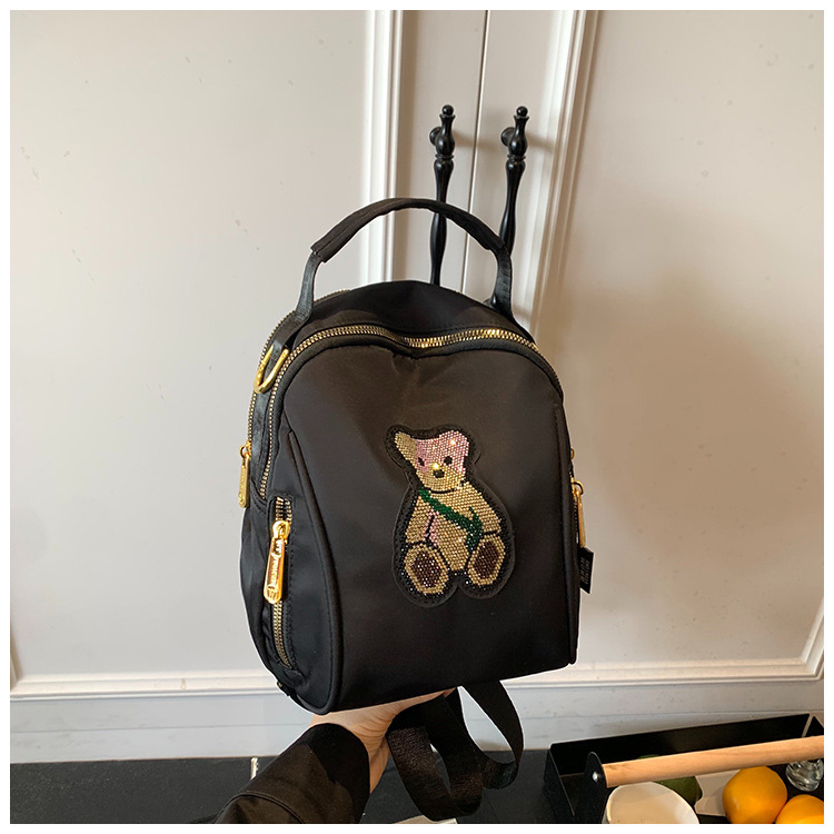 Minimalist Cartoon Women's Backpack, Large Capacity Lightweight Commuter Bag for Daily Use, Black