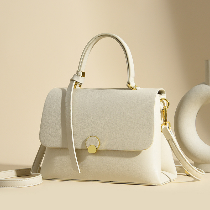 Women's Small Leather Square Crossbody Bag, Color Block Shoulder Handbag for Everyday Use
