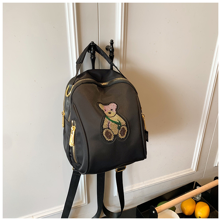 Minimalist Cartoon Women's Backpack, Large Capacity Lightweight Commuter Bag for Daily Use, Black