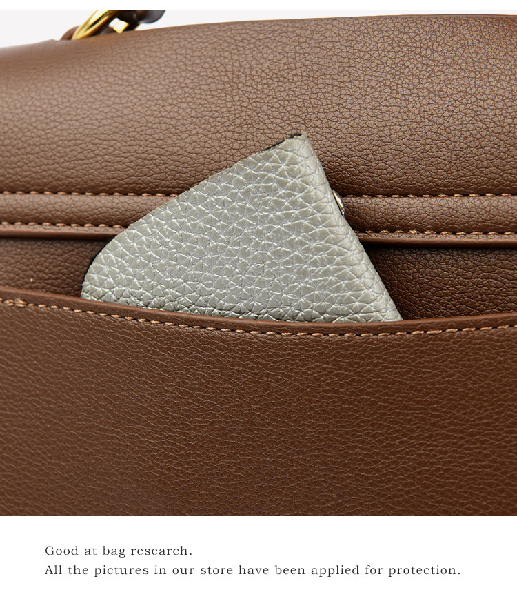 Women's Small Leather Square Crossbody Bag, Color Block Shoulder Handbag for Everyday Use