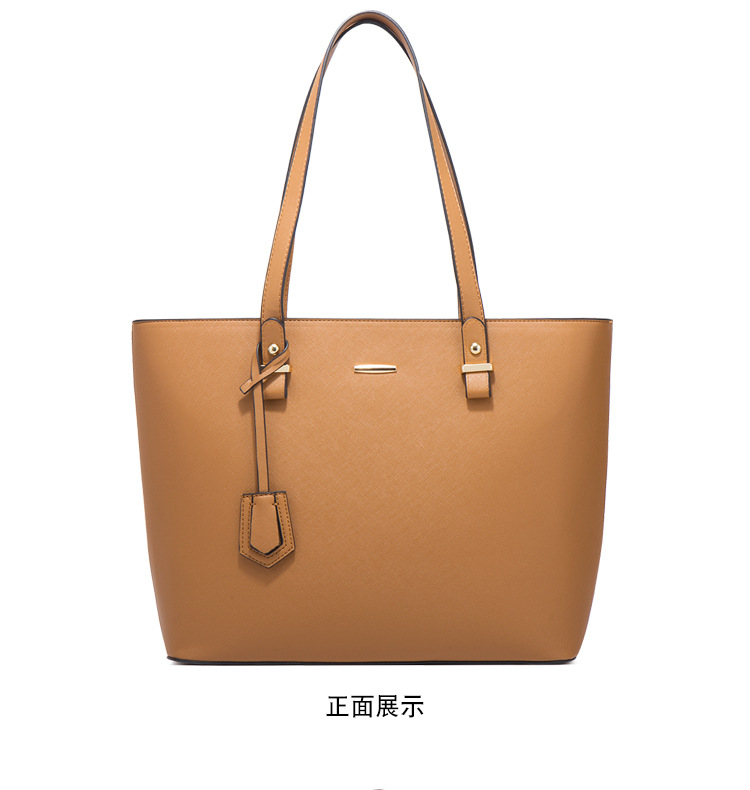 Women PU Leather Shoulder Handbag Set, Solid Color Zip Tote with Matching Pouch for Daily Use